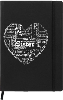 

Hamee A5 Notebook(Raksha Bandhan Special GIft for Brother Sister Designer Printed Black Leather A5 Notebook - 200 pages, A5 size Sister Love, Black)