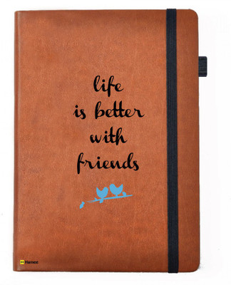 

Hamee A5 Notebook(Friendship Day Special Friends Theme Designer Printed Black Leather A5 Notebook - 200 pages, A5 size Life Friends, Tan)