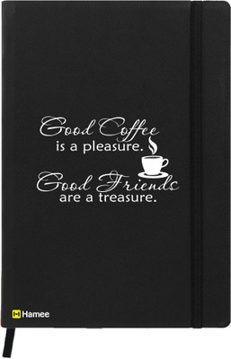 

Hamee A5 Notebook(Friendship Day Special Friends Theme Designer Printed Black Leather A5 Notebook - 200 pages, A5 size Coffee Friends, Black)