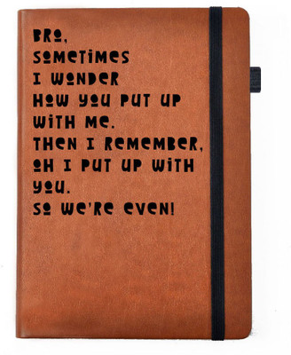 

Hamee A5 Notebook(Raksha Bandhan Special GIft for Brother Sister Designer Printed Tan Brown Leather A5 Notebook - 200 pages, A5 size Put Up, Tan)