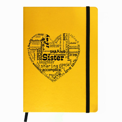 

Hamee A5 Notebook(Raksha Bandhan Special GIft for Brother Sister Designer Printed Yellow Leather A5 Notebook - 200 pages, A5 size Sister Love, Yellow)