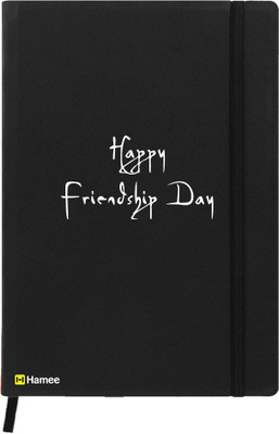 

Hamee A5 Notebook(Friendship Day Special Friends Theme Designer Printed Black Leather A5 Notebook - 200 pages, A5 size Happy Friendship Day, Black)