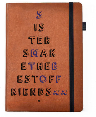 

Hamee A5 Notebook(Raksha Bandhan Special GIft for Brother Sister Designer Printed Tan Brown Leather A5 Notebook - 200 pages, A5 size Best of Friends, Tan)