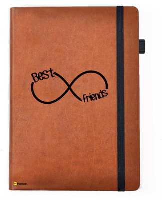Hamee A5 Notebook(Friendship Day Special Friends Theme Designer Printed Black Leather A5 Notebook - 200 pages, A5 size Infinite Friend, Tan)