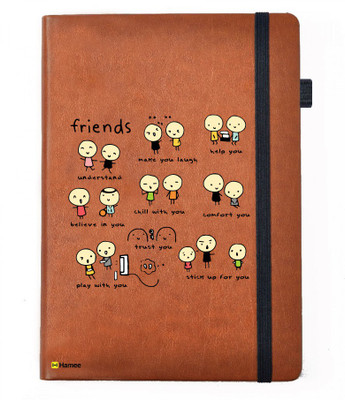 

Hamee A5 Notebook(Friendship Day Special Friends Theme Designer Printed Black Leather A5 Notebook - 200 pages, A5 size Dogether Friends, Tan)
