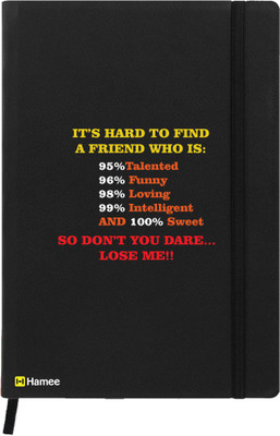 

Hamee A5 Notebook(Friendship Day Special Friends Theme Designer Printed Black Leather A5 Notebook - 200 pages, A5 size Sweet Friends, Black)