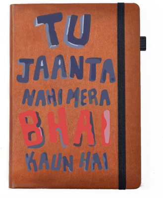 

Hamee A5 Notebook(Raksha Bandhan Special GIft for Brother Sister Designer Printed Tan Brown Leather A5 Notebook - 200 pages, A5 size Mera Bhai, Tan)