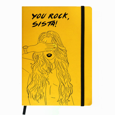

Hamee A5 Notebook(Raksha Bandhan Special GIft for Brother Sister Designer Printed Yellow Leather A5 Notebook - 200 pages, A5 size You Rock, Yellow)