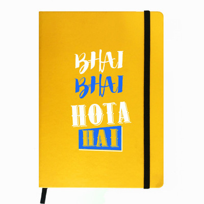 

Hamee A5 Notebook(Raksha Bandhan Special GIft for Brother Sister Designer Printed Yellow Leather A5 Notebook - 200 pages, A5 size Bhai Hai, Yellow)