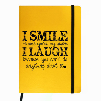 

Hamee A5 Notebook(Raksha Bandhan Special GIft for Brother Sister Designer Printed Yellow Leather A5 Notebook - 200 pages, A5 size Smile, Yellow)