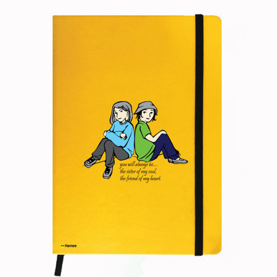 

Hamee A5 Notebook(Friendship Day Special Friends Theme Designer Printed Black Leather A5 Notebook - 200 pages, A5 size Friend Of My Heart, Yellow)
