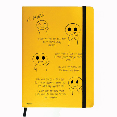 Hamee A5 Notebook(Friendship Day Special Friends Theme Designer Printed Black Leather A5 Notebook - 200 pages, A5 size Always Ready Friend, Yellow)
