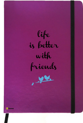 

Hamee A5 Notebook(Friendship Day Special Friends Theme Designer Printed Black Leather A5 Notebook - 200 pages, A5 size Life Friends, Purple)