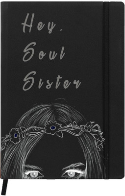 

Hamee A5 Notebook(Raksha Bandhan Special GIft for Brother Sister Designer Printed Black Leather A5 Notebook - 200 pages, A5 size Soul Sister, Black)