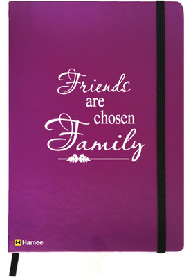 

Hamee A5 Notebook(Friendship Day Special Friends Theme Designer Printed Black Leather A5 Notebook - 200 pages, A5 size Friends are Family, Purple)