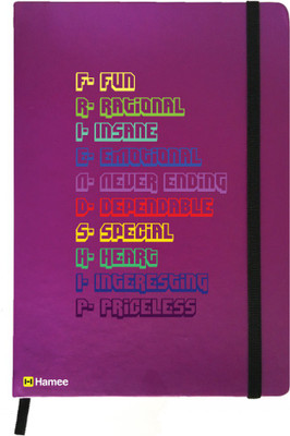

Hamee A5 Notebook(Friendship Day Special Friends Theme Designer Printed Black Leather A5 Notebook - 200 pages, A5 size Friendship Full Form, Purple)