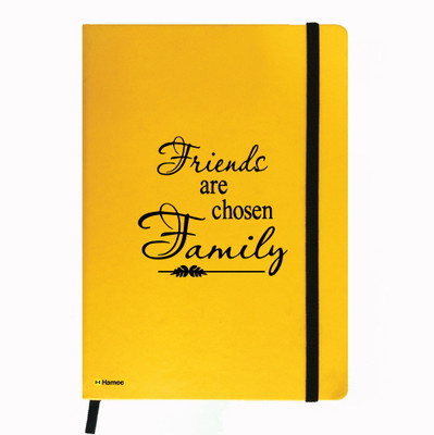 

Hamee A5 Notebook(Friendship Day Special Friends Theme Designer Printed Black Leather A5 Notebook - 200 pages, A5 size Friends are Family, Yellow)