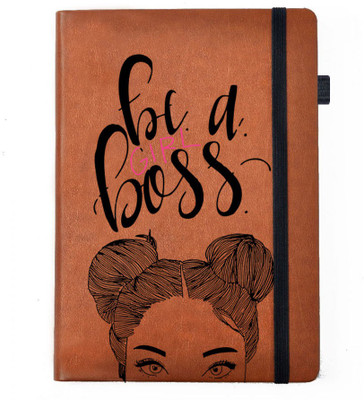 

Hamee A5 Notebook(Raksha Bandhan Special GIft for Brother Sister Designer Printed Tan Brown Leather A5 Notebook - 200 pages, A5 size Be Girl Boss, Tan)