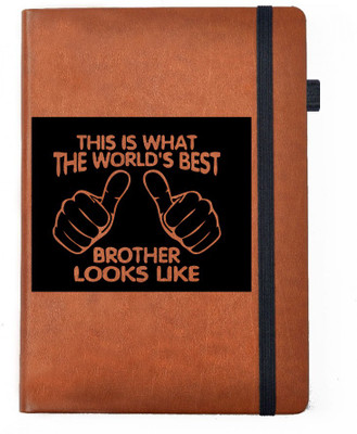 

Hamee A5 Notebook(Raksha Bandhan Special GIft for Brother Sister Designer Printed Tan Brown Leather A5 Notebook - 200 pages, A5 size Worlds Best Brother, Tan)