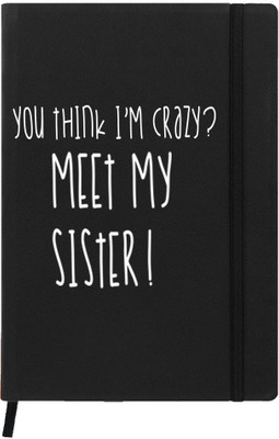 

Hamee A5 Notebook(Raksha Bandhan Special GIft for Brother Sister Designer Printed Black Leather A5 Notebook - 200 pages, A5 size Meet Mah Sis, Black)