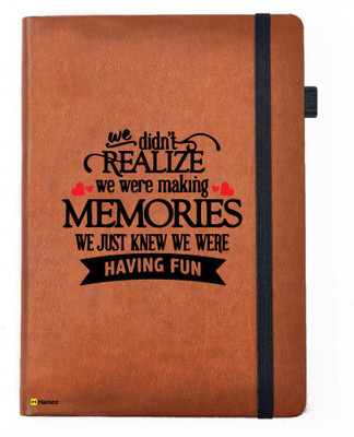 

Hamee A5 Notebook(Friendship Day Special Friends Theme Designer Printed Black Leather A5 Notebook - 200 pages, A5 size Fun With Friends, Tan)