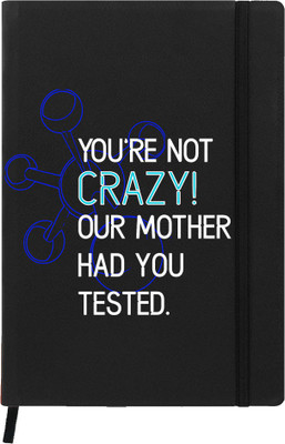 

Hamee A5 Notebook(Raksha Bandhan Special GIft for Brother Sister Designer Printed Black Leather A5 Notebook - 200 pages, A5 size Not So Crazy, Black)