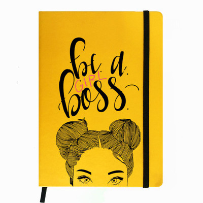 

Hamee A5 Notebook(Raksha Bandhan Special GIft for Brother Sister Designer Printed Yellow Leather A5 Notebook - 200 pages, A5 size Be Girl Boss, Yellow)