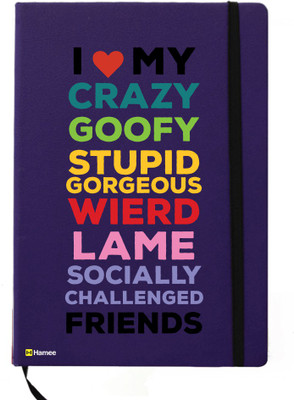 

Hamee A5 Notebook(Friendship Day Special Friends Theme Designer Printed Black Leather A5 Notebook - 200 pages, A5 size Stupid Friends, Blue)