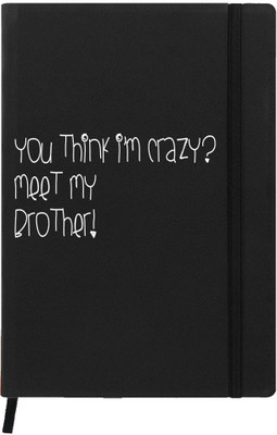 

Hamee A5 Notebook(Raksha Bandhan Special GIft for Brother Sister Designer Printed Black Leather A5 Notebook - 200 pages, A5 size Meet Mah Bro, Black)