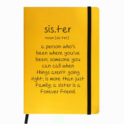 

Hamee A5 Notebook(Raksha Bandhan Special GIft for Brother Sister Designer Printed Yellow Leather A5 Notebook - 200 pages, A5 size Sister Definition, Yellow)