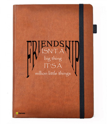 

Hamee A5 Notebook(Friendship Day Special Friends Theme Designer Printed Black Leather A5 Notebook - 200 pages, A5 size Friendship, Tan)