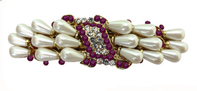 

Shreya Collection Purple & Cream Colour Hair Barrette Clutcher Clip Alligator Buckle with Faux Pearl - 10007.7 Hair Clip(Multicolor)
