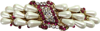 

Shreya Collection Pink & Cream Colour Hair Barrette Clutcher Clip Alligator Buckle with Faux Pearl - 10007.5 Hair Clip(Multicolor)