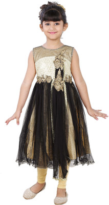 

JBN Creation Girls Kurti, Legging and Dupatta Set, Beige;black;gold