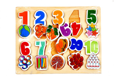 

Sanyal Wooden Learning Board With Counting Numbers and Pictures(Multicolor)
