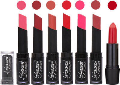

Lady Fashion Lipsticks Set - 7 Fashionable Colors/Long Lasting with Rythm Lip Color 31(Baby Pink, Redish Maroon, Nude, Orange, Magenta, Mauve)