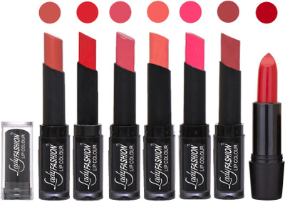 

Lady Fashion Lipsticks Set - 7 Fashionable Colors/Long Lasting with Rythm Lip Color 51(Nude, Orange, Mauve, Peach, Magenta, Mauve)