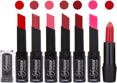 

Lady Fashion Lipsticks Set - 7 Fashionable Colors/Long Lasting with Rythm Lip Color 03(Tametto Red, Hot Pink, Baby Pink, Redish Maroon, Red, Dark Pink)
