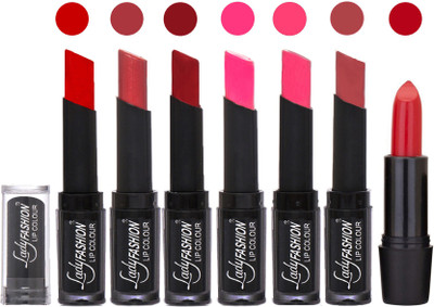 

Lady Fashion Lipsticks Set - 7 Fashionable Colors/Long Lasting with Rythm Lip Color 19(Tametto Red, Hot Pink, Red, Dark Pink, Magenta, Mauve)