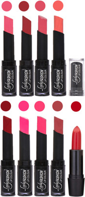 

Lady Fashion 9 Colors Creamy Matte Lipsticks Set for Daily Use 028(Baby Pink, Redish Maroon Mauve, Peach Red, Dark Pink Magenta, Mauve)