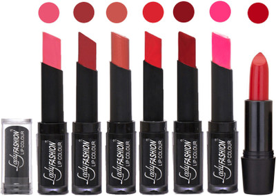 

Lady Fashion Lipsticks Set - 7 Fashionable Colors/Long Lasting with Rythm Lip Color 30(Baby Pink, Redish Maroon, Nude, Orange, Red, Dark Pink)