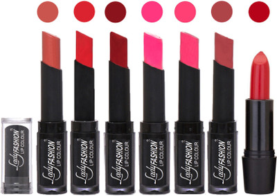 

Lady Fashion Lipsticks Set - 7 Fashionable Colors/Long Lasting with Rythm Lip Color 55(Nude, Orange, Red, Dark Pink, Magenta, Mauve)