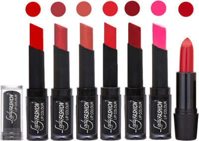 

Lady Fashion Lipsticks Set - 7 Fashionable Colors/Long Lasting with Rythm Lip Color 09(Tametto Red, Hot Pink, Nude, Orange, Red, Dark Pink)