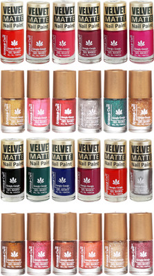 Aroma Care Velvet Matte and Glitter Nail Paint Combo Set 16 Multicolor(Pack of 12)