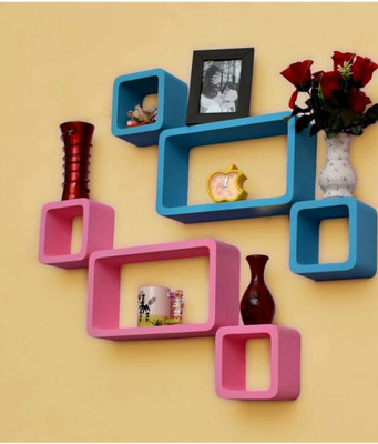 

Masterwood utility cub wall shelf MDF Wall Shelf(Number of Shelves - 6, Blue, Pink)