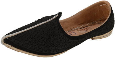 

Ramraj Black Leather Mojaris Casuals For Men(Black