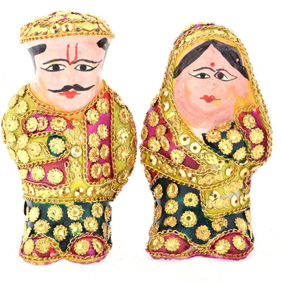 

HOUZZPLUS handicraft home decor husband wife showpiece (kaka kaki) Decorative Showpiece - 9 cm(Earthenware, Multicolor)