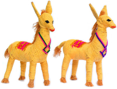 

Art Godaam Hand made coir pair Horse Decorative Showpiece - 15 cm(Cotton, Yellow)