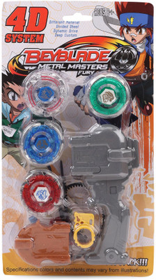 

Prefun 4 in 1 Beyblades 4D/5D System Metal Fighters Fury with Metal Fight Ring With Handle Launcher Toy(Multicolor)