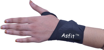 

Asfit Cotton Wrist Wrap with Thumb Loop- Set of 2 Wrist Support (, Black